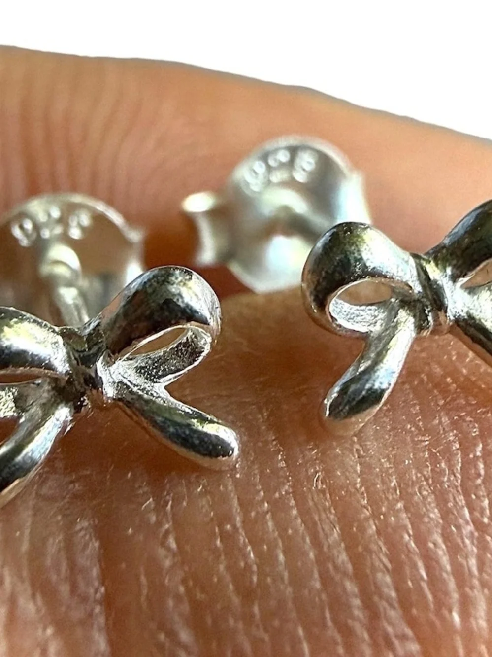 Bow Stud Earrings 925 Sterling Silver Tiny Ribbon Earrings, Dainty